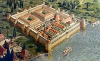La ville de Split en Croatie. Le palais de Dioclétien. Reconstitution du Palais de Dioclétien par Ernest Hébrard. Cliquer pour agrandir l'image.