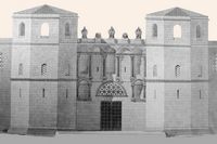 Reconstitution of the Gold Gate of the Palace of Diocletian by Ernest Hébrard. Click to enlarge the image.