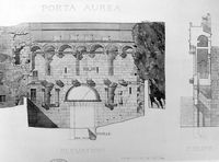 Drawing of the Gold Gate of the Palace of Diocletian by Ernest Hébrard. Click to enlarge the image.