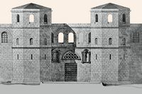 Reconstitution of the Iron Gate of the Palace of Diocletian by Ernest Hébrard. Click to enlarge the image.