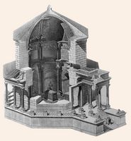 Reconstitution of the mausoleum of the Palace of Diocletian by Ernest Hébrard. Click to enlarge the image.