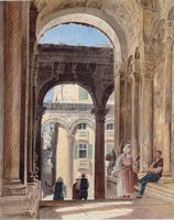 The peristyle of the Palace of Diocletian (watercolour of Rudolf von Alt, 1841). Click to enlarge the image.