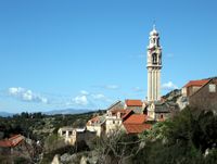 Le village de Ložišća, île de Brač en Croatie. L'église Notre-Dame (auteur Josko Marusic). Cliquer pour agrandir l'image dans Flickr (nouvel onglet).