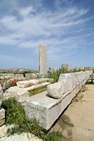 Le sanctuaire d'Apollon à Délos en Grèce. Le portique de Philippe V. Cliquer pour agrandir l'image dans Adobe Stock (nouvel onglet).