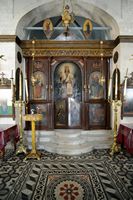 La vieille ville de Réthymnon en Crète. Iconostase de l'église Sainte-Barbe (Agia Barbara). Cliquer pour agrandir l'image dans Adobe Stock (nouvel onglet).