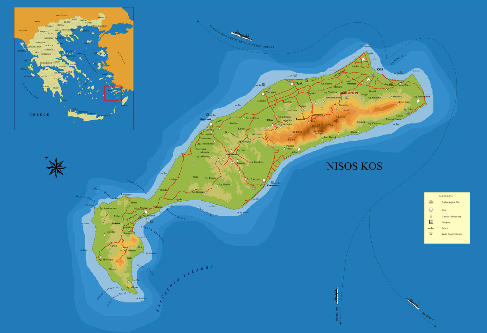 Die Insel von Kos oder Cos in der Ägäis