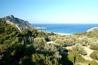 La côte orientale de Rhodes. Cliquer pour agrandir l'image.