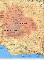 Le massif des Montagnes Blanches en Crète. Carte des Montagnes Blanches. Cliquer pour agrandir l'image.