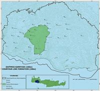 Les Montagnes Blanches en Crète. Contour extérieur du Parc national. Cliquer pour agrandir l'image.