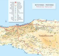 La province de Réthymnon en Crète. Carte routière du département. Cliquer pour agrandir l'image.