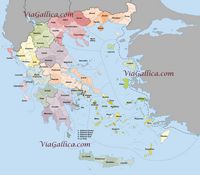 La Grèce. Carte des régions (auteur Pitichinaccio). Cliquer pour agrandir l'image.