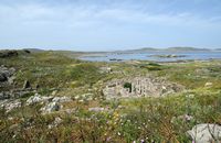 Le mont Cynthe à Délos en Grèce. Quartier de l'Inopos. Cliquer pour agrandir l'image.