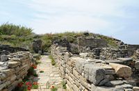 Le Quartier du Théâtre de Délos en Grèce. Maisons dans l'ouest du quartier. Cliquer pour agrandir l'image.