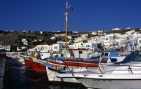 L'île de Mykonos. Le port de Mykonos. Cliquer pour agrandir l'image.