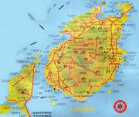 L'île de Paros en Grèce. Carte. Cliquer pour agrandir l'image.