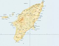 Carte routière de l'île de Rhodes. Cliquer pour agrandir l'image.