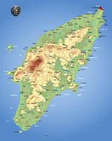 Carte routière de l'île de Rhodes. Cliquer pour agrandir l'image.