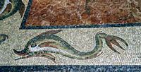 Mosaïque des dauphins du palais des Grands Maîtres à Rhodes. Cliquer pour agrandir l'image.