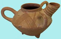 L'île de Crète à l'époque minoenne. Poterie de l'époque minoenne prépalatiale du style de Pyrgos (auteur Zde). Cliquer pour agrandir l'image.