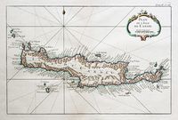 L’île de Crète à l'époque vénitienne. Carte physique de l'île de Crète en 1750 par Jacques-Nicolas Bellin. Cliquer pour agrandir l'image.
