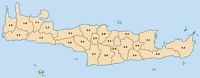 La région de la Crète en Grèce. Municipalités de la Crète (auteur Pitichinaccio). Cliquer pour agrandir l'image.
