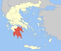 La région du Péloponnèse. Situation de la région (auteur Pitichinaccio). Cliquer pour agrandir l'image.
