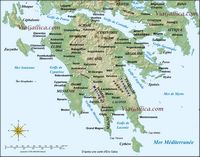 La région du Péloponnèse. Le Péloponnèse au Moyen Âge (d'après Éric Gaba). Cliquer pour agrandir l'image.