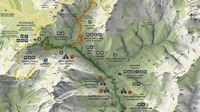 Les gorges de Samaria en Crète. Carte de la partie supérieure des gorges de Samaria. Cliquer pour agrandir l'image.