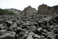 Les gorges de Samaria en Crète. Pierrier près de Kefalovryssia. Cliquer pour agrandir l'image.