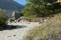 Les gorges de Samaria en Crète. Ruines hellénistiques de la cité antique de Tarra (auteur Zde). Cliquer pour agrandir l'image.