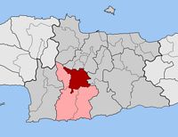 Le village d'Agia Varvara en Crète. Situation du canton d'Agia Varvara (auteur Pitichinaccio). Cliquer pour agrandir l'image.