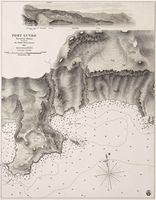 Le village d’Anopoli en Crète. Carte bathymétrique du port de Loutro (auteur Amirauté britannique, 1861). Cliquer pour agrandir l'image.