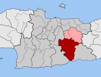 Le village d'Arkalochori en Crète. Situation du canton d'Arkalochori (auteur Pitichinaccio). Cliquer pour agrandir l'image.