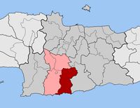Le village d'Assimi en Crète. Situation du canton de Kofinas (auteur Pitichinaccio). Cliquer pour agrandir l'image.
