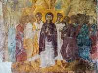 Le village d’Avdou en Crète. Fresque de l'église Saint-Constantin à Avdou (auteur C. Messier). Cliquer pour agrandir l'image.