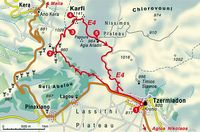 Le village d’Avdou en Crète. Accès au site minoen de Karfi près de Kera (auteur Rolf Götz). Cliquer pour agrandir l'image.