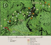 Le village de Fourfouras en Crète. Plan des gorges de Platanias (auteur Géoparc du Psiloritis). Cliquer pour agrandir l'image.