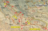 Le village de Garazo en Crète. Carte du sentier européen E4 - Section 50 de Garazo à Zoniana puis Anogia. Cliquer pour agrandir l'image.