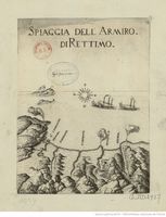 Le village de Georgioupoli en Crète. Gravure de la baie de l'Almyros par Marco Boschini en 1651 (source Gallica BNF). Cliquer pour agrandir l'image.