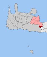 Le village de Georgioupoli en Crète. Situation du canton d'Asi Gonia (auteur Pitichinaccio). Cliquer pour agrandir l'image.