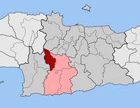 Le village de Gergéri en Crète. Situation du canton de Rouvas (auteur Pitichinaccio). Cliquer pour agrandir l'image.