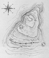 Le village de Gonia en Crète. Plan du Castel Bonriparo (auteur Giuseppe Gerola). Cliquer pour agrandir l'image.