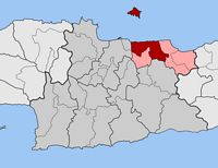 Le village de Gouvès en Crète. Situation du canton de Gouvès (auteur Pitichinaccio). Cliquer pour agrandir l'image.
