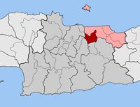 Le village de Gouvès en Crète. Situation du canton d'Episkopi (auteur Pitichinaccio). Cliquer pour agrandir l'image.