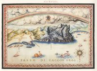 Le village de Gouvès en Crète. Carte ancienne de la passe de Kakon Oros par Francesco Basilicata en 1618. Cliquer pour agrandir l'image.