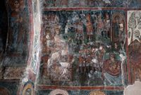 Le village de Kritsa en Crète. Fresque du Massacre des Innocents de la Panagia Kera (auteur Jerzy Strzelecki). Cliquer pour agrandir l'image.