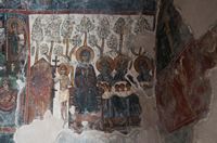 Le village de Kritsa en Crète. Fresque du Paradis de la Panagia Kera (auteur Jerzy Strzelecki). Cliquer pour agrandir l'image.