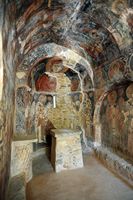 Le village de Kritsa en Crète. Abside de la nef sud de l'église Panagia Kera. Cliquer pour agrandir l'image.