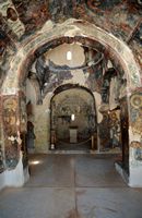 Le village de Kritsa en Crète. Nef centrale de l'église Panagia Kera. Cliquer pour agrandir l'image.