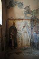 Le village de Kritsa en Crète. Fresque des donateurs dans la nef nord de l'église Panagia Kera. Cliquer pour agrandir l'image.